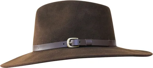 Vista 5 de BS Premium Lewis - Sombrero Fedora de ala ancha fieltro 100 lana resistente al agua banda de cuero