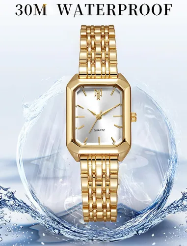 Vista 4 de BESTKANG Relojes para mujer, relojes de pulsera de acero con correa de acero, reloj de pulsera de cuarzo cuadrado simple de moda casual