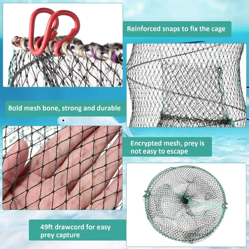 Vista 3 de Paquete de 4 trampas de cebo de pesca, trampa para cangrejos, trampa para cangrejos, trampa de langosta, trampa de langosta y camarones, trampas