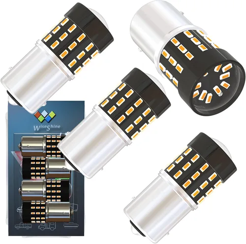 Vista 9 de BAU15S PY21W 1156PY 7507 7510 9507 Bombillas LED súper brillantes color amarillo ámbar de 54 SMD 3014 12V-24V para indicadores de posición, luz