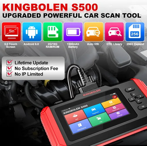 Vista 3 de KINGBOLEN Escáner OBD2 S500 Escáner de Automóviles, Herramienta de Diagnóstico con Actualización Gratuita de por Vida y 6 Reseteos, Reseteo