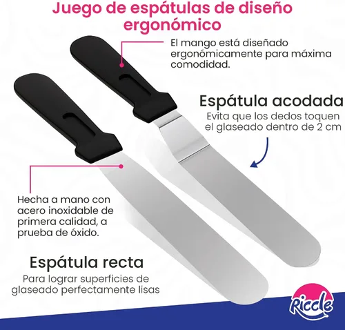 Vista 3 de Riccle Kit de decoración de pasteles de 94 piezas con plato giratorio para pasteles - Incluye 50 piezas de bolsas de repostería desechables de 16