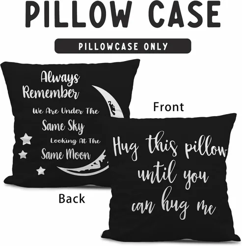 Vista 7 de Sufamb Abraza esta almohada hasta que puedas abrazarme Funda reversible para almohada decorativa para el hogar, recámara, 20" x 20", funda