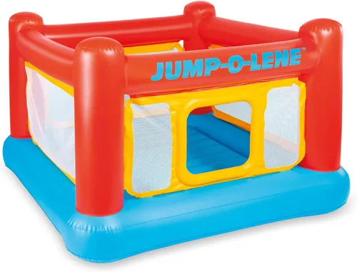 Vista 10 de Intex Jump-O-Lene - Casa inflable de rebote para cama elástica con puerta de arrastre y pequeña bola de plástico multicolor divertida para hoyo