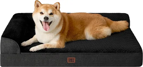 Vista 76 de EHEYCIGA - Cama ortopédica para perros de tamaño mediano, cama de espuma viscoelástica para perros, color beige Small Dog Sofa with Washable