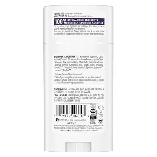 Vista 2 de Schmidt's Desodorante vegano sin aluminio lavanda y salvia con protección contra olores las 24 horas, para mujeres y hombres, ingredientes