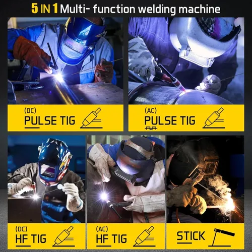 Vista 3 de Weldpro TIG Soldador AC/DC 200A con pulso, soldador TIG de aluminio 110V/220V con antorcha TIG AC TIG/DC TIG/AC PULSE TIG/DC PULSE TIG/Stick Máquina