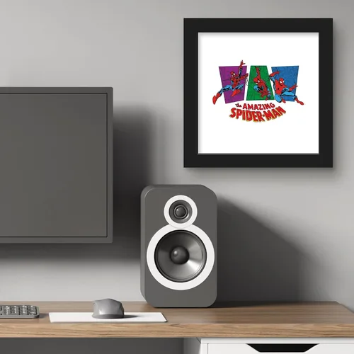 Vista 5 de Trends International Gallery Pops Marvel Spider-Man - Foco retro increíble Spider-Man 3 paneles de arte de pared, 12.00 x 12.00 pulgadas, versión