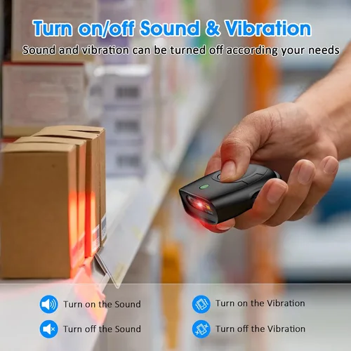 Vista 5 de Mini escáner de código de barras inalámbrico, symcode escáner de código de barras Bluetooth e inalámbrico de 2.4 GHz y USB, lector de imágenes de Lb