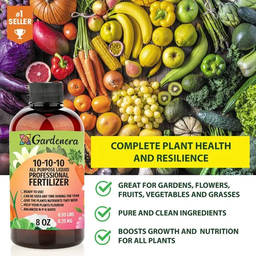 Vista 8 de Gardenera Alimento líquido multiusos prémium 10-10-10 para plantas, concentrado de fertilizante de jardín de grado profesional para césped, árboles