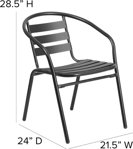 Vista 6 de Flash Furniture Lila - Juego de comedor de 5 piezas para patio, mesa de patio de vidrio templado de 55 pulgadas con agujero para paraguas, 4 sillas