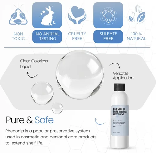 Vista 7 de Phenonip (4 onzas / 4.0 fl oz), conservante natural Phenonip para loción, crema, loción conservadora orgánica Phenonip y exfoliante por Talsen