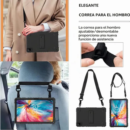 Vista 4 de Mignova - Funda para tablet TCL Tab Pro 5G, soporte giratorio integrado, correa de hombro, correa de mano, híbrida a prueba de golpes, para niños