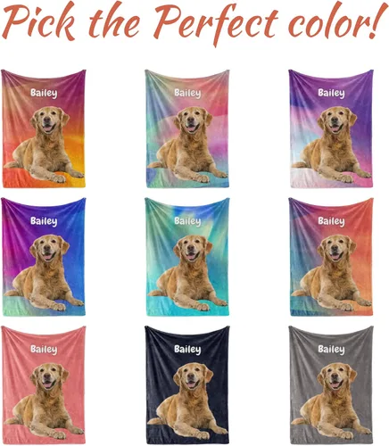 Vista 2 de Manta personalizada con fotos de perro, regalos personalizados con foto de mascota, manta de 30 x 40 pulgadas, manta ultrasuave de doble cara