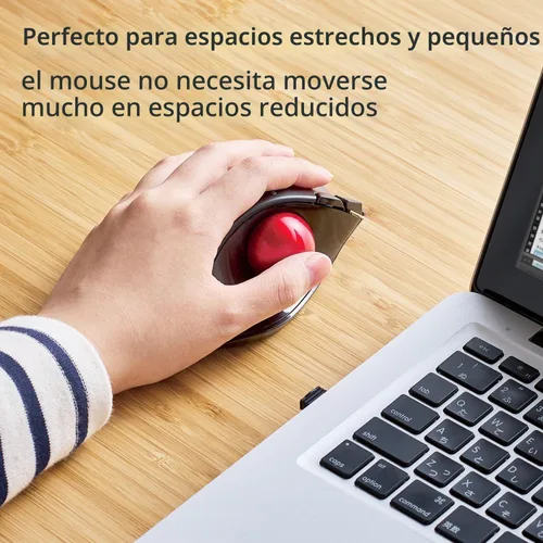 Vista 7 de ELECOM EX-G Ratón de Trackball para zurdos, inalámbrico USB de 2.4 GHz, ergonómico, control de pulgar, bola de rodillo de seguimiento, 6 botones