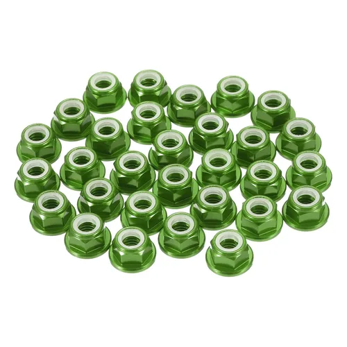 Vista 20 de MECCANIXITY 30 piezas de tuercas de bloqueo de aleación de aluminio M3 con paso de 0.5 mm, tuercas hexagonales con brida de nylon con rosca serrada