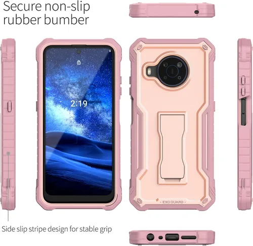 Vista 4 de ExoGuard Funda para Nokia X100, funda de goma a prueba de golpes de cuerpo completo con protector de pantalla de vidrio templado con soporte