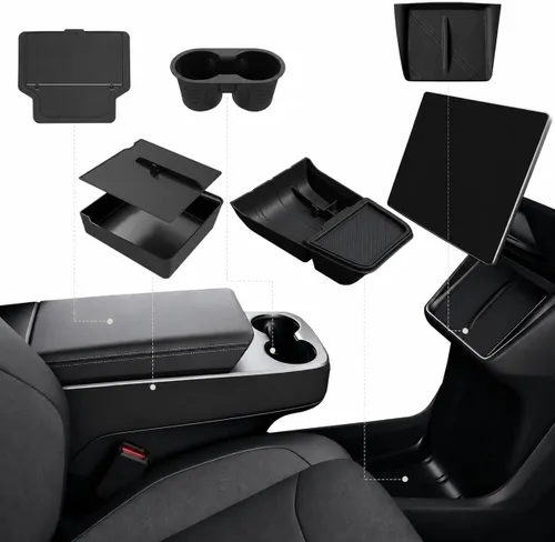 Vista 12 de Organizador de consola central para Tesla Model Y Juniper 2025