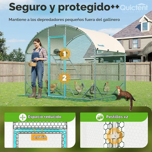 Vista 7 de Quictent Essential Series - Gallinero de metal de 6.6 x 9 x 6.6 pies con escalera de escalada, jaula para aves de corral al aire libre con alambre