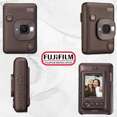 Vista 3 de Fujifilm Mini cámara instantánea híbrida LiPlay con mini película (bronce profundo, con 20 hojas de película)