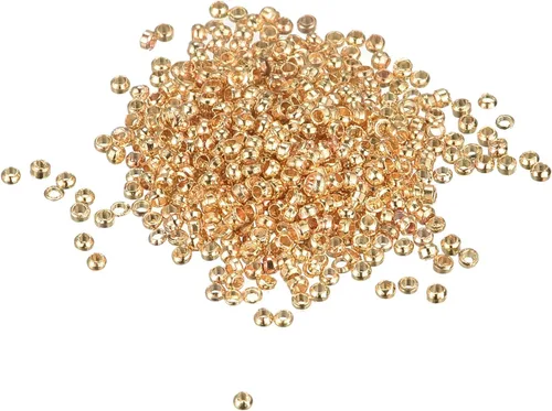 Vista 7 de uxcell 1000 cuentas redondas de engarzado, cuentas espaciadoras de extremo de crimpado de 0.079 pulgadas, pequeños tapones para hacer pulseras