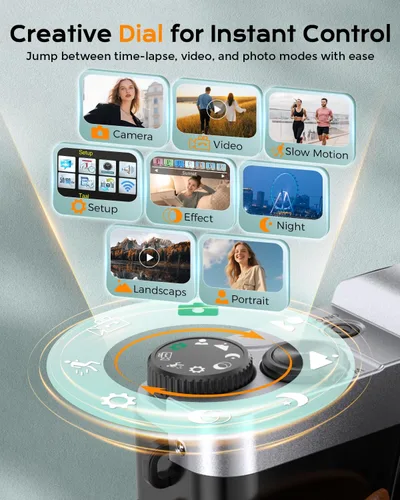 Vista 6 de Cámara digital 4K para enfoque automático de fotografía, cámara de vlogging WiFi de 64MP para YouTube con pantalla abatible de 180° de 3 pulgadas