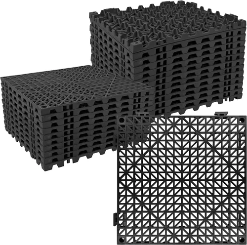 Vista 27 de ToLanbbt Cojín modular entrelazado 8P de 11.8 x 11.8 pulgadas, agujeros de drenaje de goma entrelazados antideslizantes para cubierta, ducha
