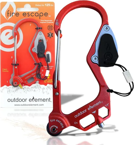 Vista 10 de OUTDOOR ELEMENT Herramienta de escape de emergencia, cortador de cinturón de seguridad, rompecristales, herramienta multiusos, encendedor, mosquetón