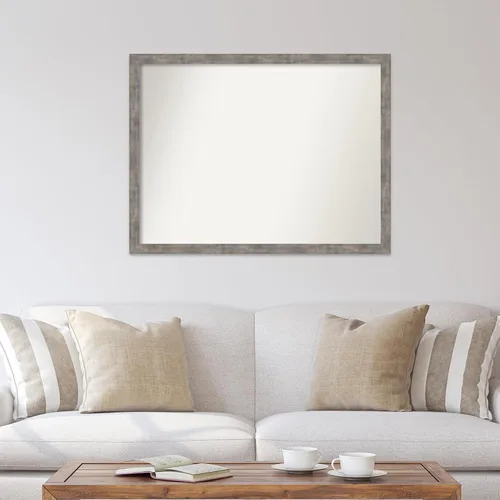 Vista 527 de Amanti Art Silver Bathroom Mirror for Over Sink, 26x35 Custom Made Marred Pewter Rectangle Vanity Mirror, Large Casual Wood Frame, Hangs Horizonally