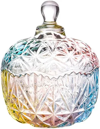 Vista 4 de SOCOSY Royal - Tarro de cristal en relieve con tapa, joyero, para boda, bufé, cocina, almacenamiento