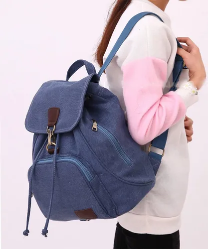 Vista 2 de go-done Mochila para mujer, Azul oscuro, Cordón, moda