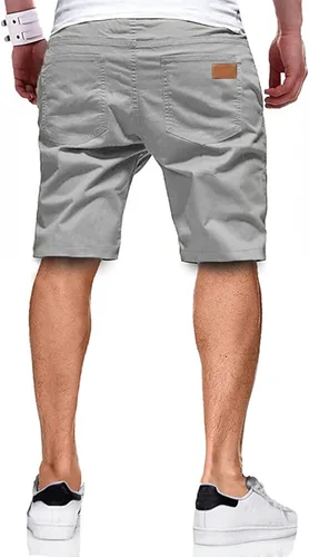 Vista 2 de Pantalones cortos de algodón para hombre, estilo casual, de ajuste clásico, con 4 bolsillos, para verano, playa