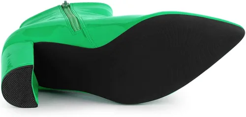 Vista 5 de Allegra K Botines con cremallera y tacón grueso para mujer