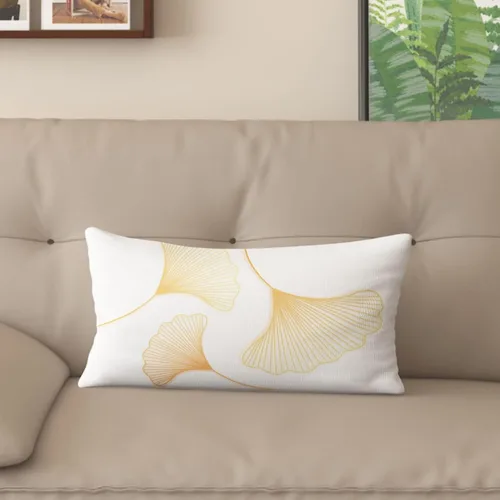 Vista 11 de Funda de almohada de mezcla de algodón y lino de estilo nórdico con patrón de hojas de ginkgo, funda de cojín para sofá del hogar, funda de almohada