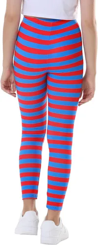 Vista 5 de HDE Leggings navideños elásticos hasta el tobillo a rayas para niña