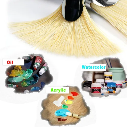 Vista 4 de Amagic Juego de 6 pinceles de abanico – Cerda de cerdo natural – Pinceles suaves anti-desprendimiento para pintura al óleo de acuarela acrílica