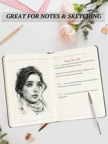 Vista 3 de Bling - Cuaderno A5, cuaderno rayado A5, bloc de notas para niñas y mujeres, bonito diseño de corazón con purpurina, cuaderno de tapa dura con rayas