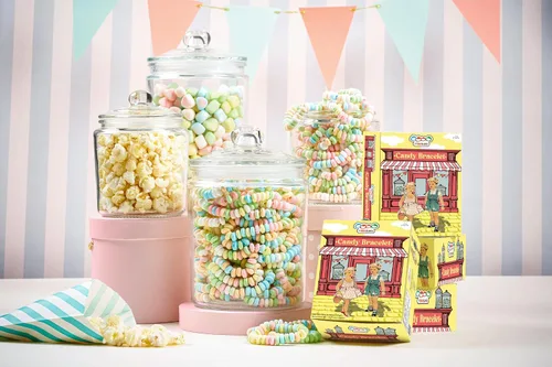 Vista 3 de 24 pulseras de dulces envueltas individualmente, recuerdos de fiesta de dulces pastel a granel