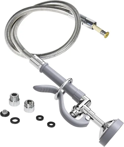 Vista 10 de Pulverizador de fregadero comercial con manguera de acero inoxidable de 45 pulgadas, pulverizador de preenjuague de 1.42 GPM, rociador de platos