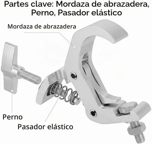 Vista 7 de QWORK Abrazadera de aluminio para luz de escenario, paquete de 10, ajuste de 1.18 a 1.97 pulgadas, carga de 330 libras para cabina de DJ, plataforma