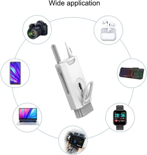 Vista 6 de Kit limpiador electrónico 8 en 1, herramientas de limpieza de teclado multifunción para Airpods, laptop, iPhone, auriculares, kit de limpieza