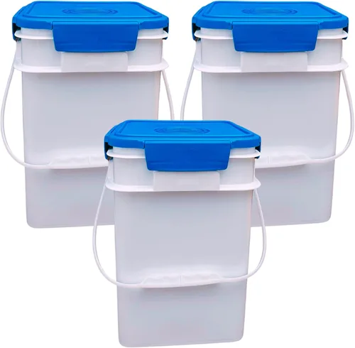 Vista 24 de House Naturals Cubo cuadrado de grado alimenticio de 4 galones con asas de plástico y tapa (paquete de 3) recipientes fabricados en Estados Unidos