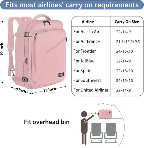 Vista 136 de MATEIN - Mochila de viaje extragrande de 10.56 galones, mochila de viaje ampliable apta para aerolíneas, para viajeros de fin de semana, hombres