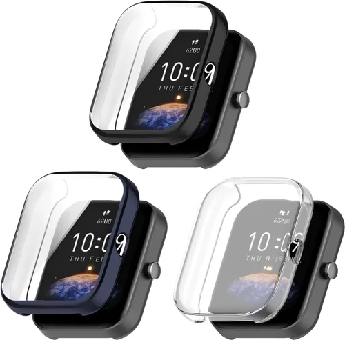Vista 8 de Funda protectora compatible con Amazfit Bip 3 Pro/Bip 3 Smart Watch Funda de TPU suave ultradelgado protector de pantalla para Amazfit Bip3 Pro/Bip3