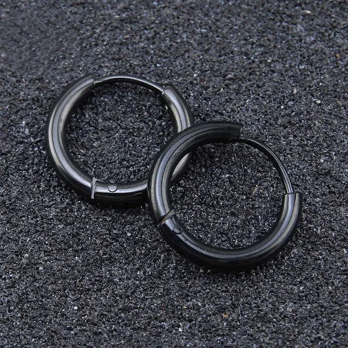 Vista 6 de SIEYEAY Aretes para hombre, aretes para hombre, aretes negros de acero inoxidable para hombres y mujeres, juego de aretes geniales para hombres