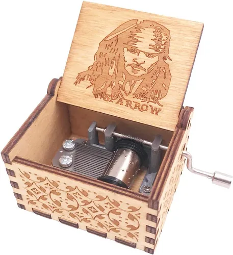 Vista 15 de Youtang Amelie Caja de Música de Manivela Caja Musical Tallada de Madera, Toca la Canción Temática de Amelie, Azul