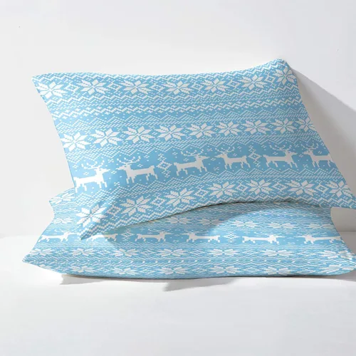 Vista 3 de Sábanas de Navidad tamaño individual, sábanas de copo de nieve de alce, juego de sábanas y fundas de almohada de 3 piezas, sábana bajera ajustable