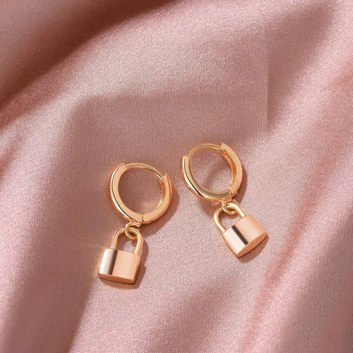 Vista 6 de VACRONA - Aretes tipo arracadas para mujer, chapados en oro de 14 quilates, diseño de aro de arracada