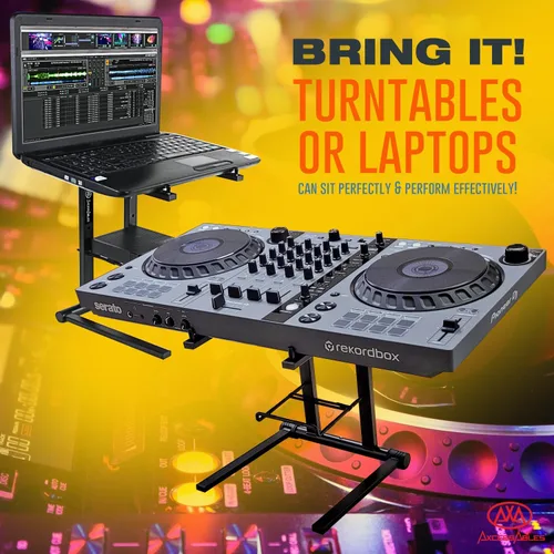 Vista 9 de AXA AXCESSABLES Soporte para portátil DJ con bolsa de viaje Soporte portátil plegable de aluminio para portátiles de hasta 15 pulgadas y 20 libras