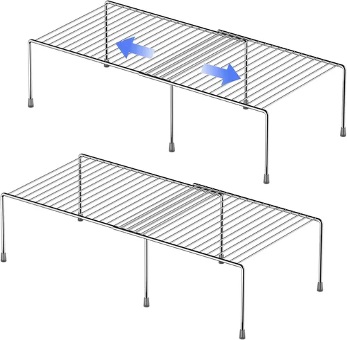Vista 17 de Estante Expandible de Redrubbit, Organizador de Almacenamiento de Metal Resistente a la Oxidación para Cocina, Nevera, Baño, Negro